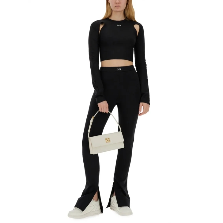 Tシャツ・カットソー Off-White Netted Black Top With Cut-Out Shoulder Details Off-White Cropped Top With Cut-Out Shoulder Details Black
