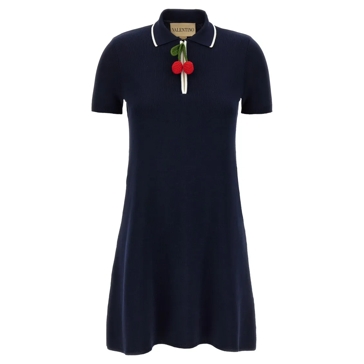 Valentino Garavani Cherryfic' Dress Blue Mini-jurk