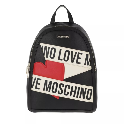 Love Moschino City Backpack Calf Nero/Avorio Zaino