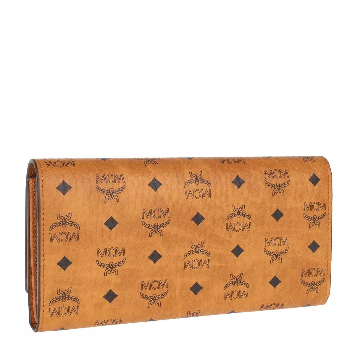 Mcm Aren Flap Trifold Mini Wallet In Oatmeal