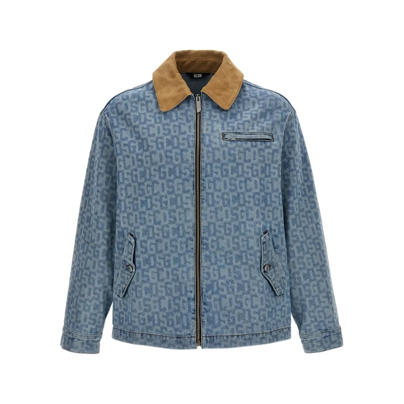 Gcds Veste en jean 'Monogram' Jacket Blue