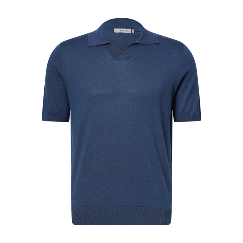 Canali Polohemd Poloshirt aus Baumwollmix blau