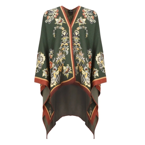 Etro Green Poncho With Print Green Cape