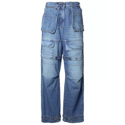 MSGM Blue Cotton Blend Cargo Jeans Blue 