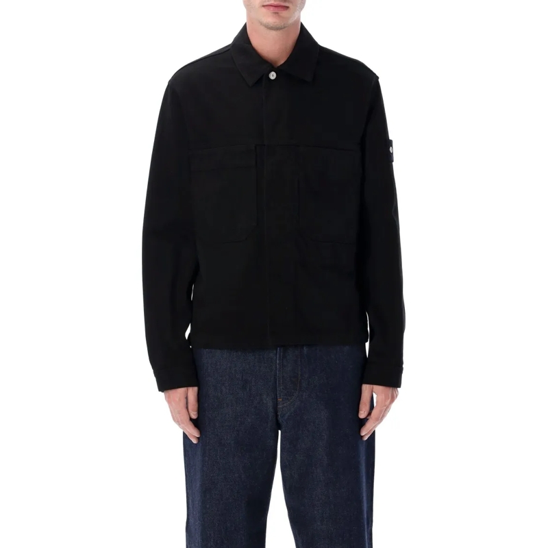 Stone Island Spijkerjasje Polypropylene Denim-Rinsed Coach Jacket Black