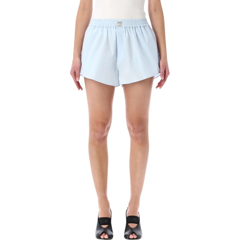 MM6 Maison Margiela Casual Shorts Light Blue Cotton Poplin Shorts Blue
