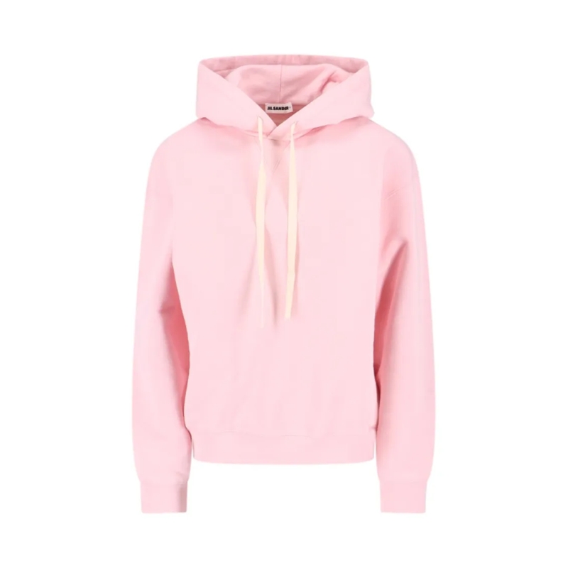 Jil Sander  Embroidered Logo Cotton Hoodie Pink