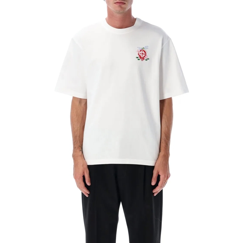 Casablanca T-Shirt White Dragonfly Floral Oversized T-Shirt White