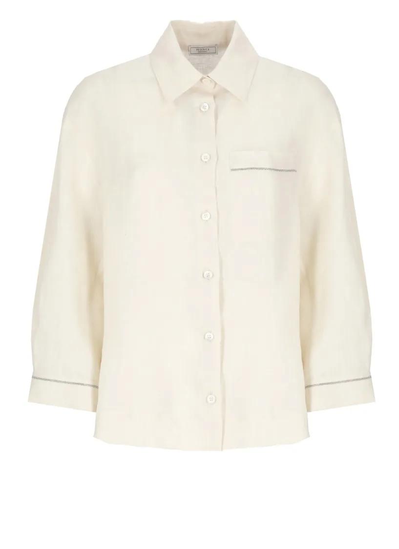 Thumbnail - Peserico - Ivory Linen Shirt - Größe 40 -