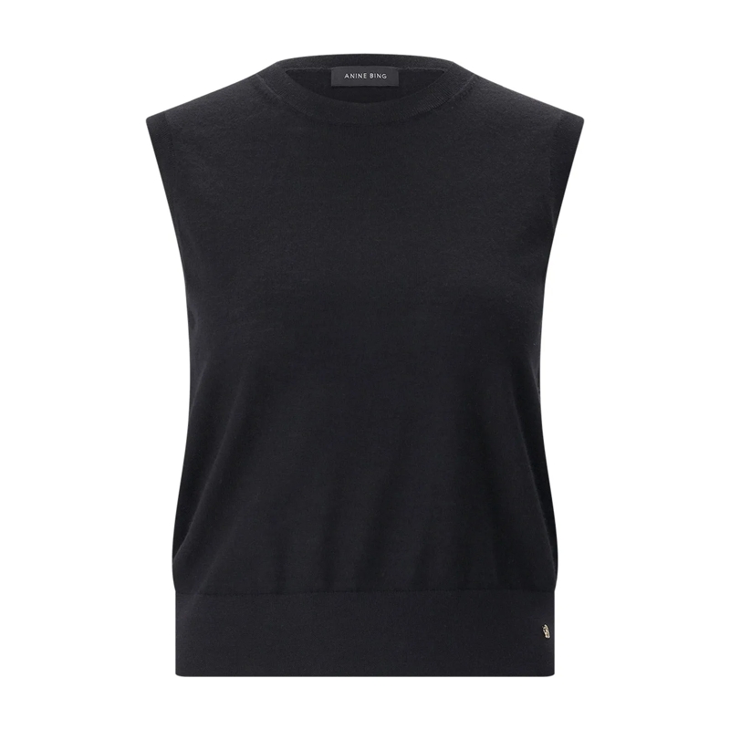 Anine Bing Top Top Moni aus Woll-Kaschmir-Mix schwarz