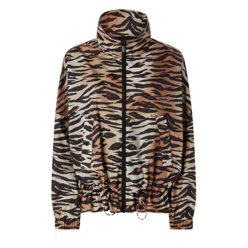 Pinko Hemd Tiger Stripe High Collar Shirt Brown