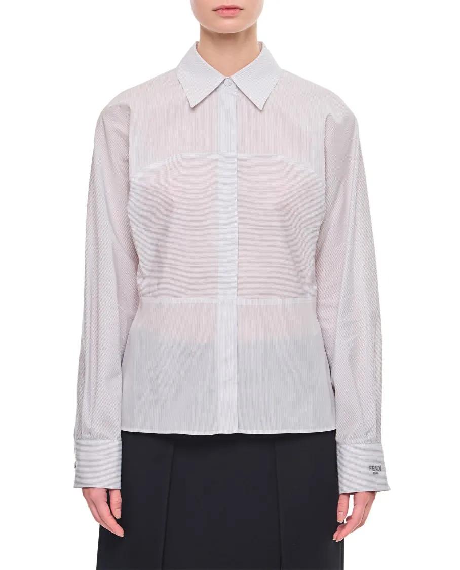Thumbnail - Fendi - Small Striped Shirt - Größe 40 - weiß