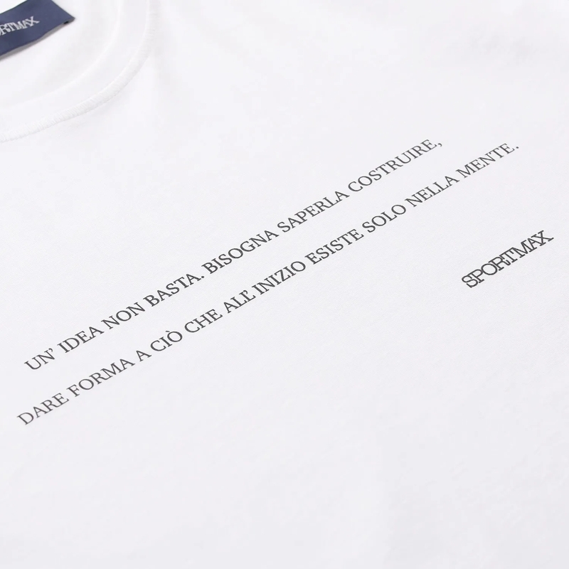Sportmax T-shirt Crewneck T-Shirt With Chest Print White(Image 5)