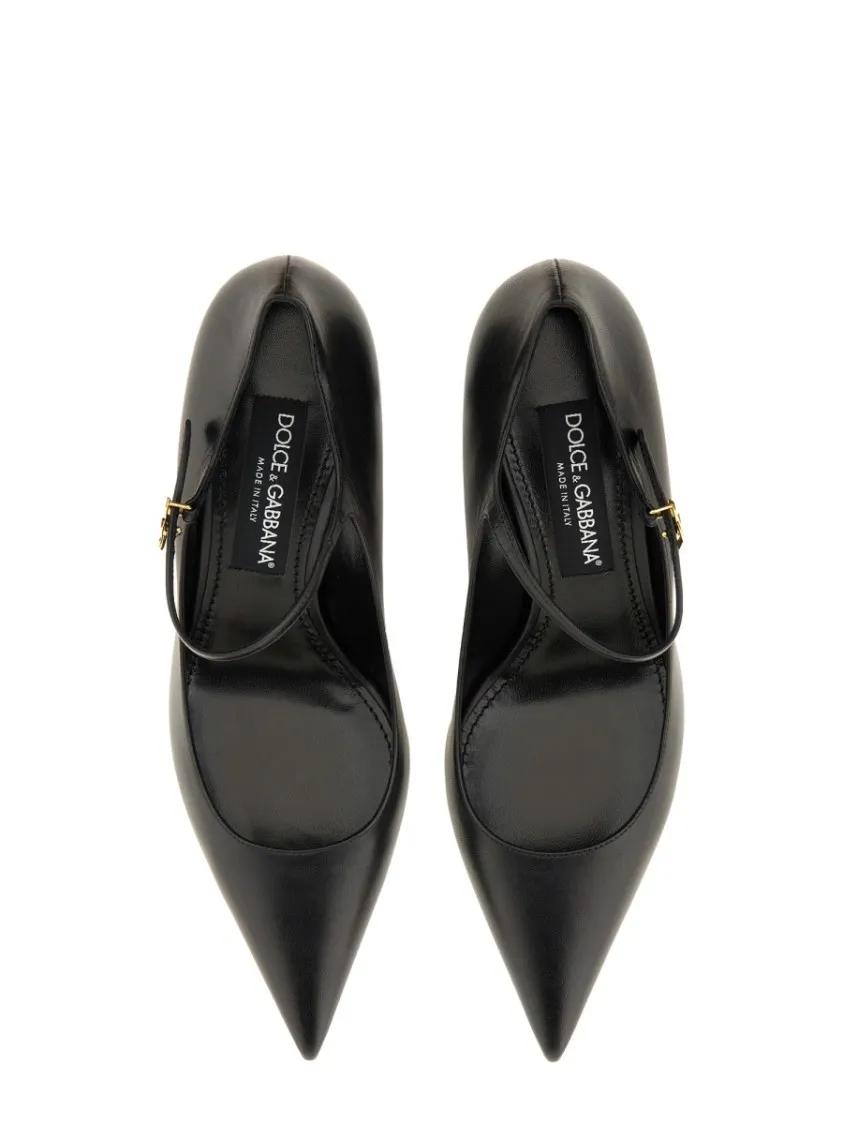 Thumbnail - Dolce&Gabbana Hohe Schuhe - Pointed Toe Leather Pumps - Gr. 37 (EU) - in Schwarz - für Damen