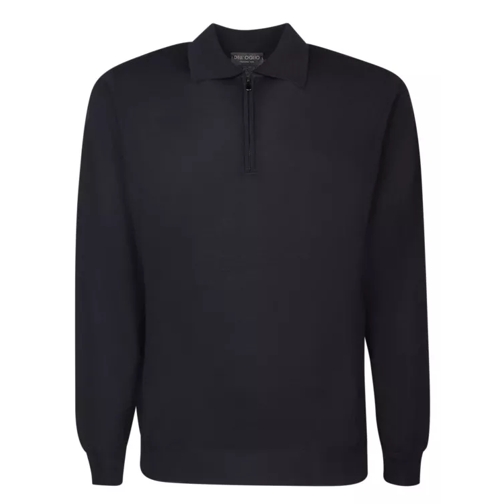 Dell'oglio Wool Zip Polo Shirt Black 