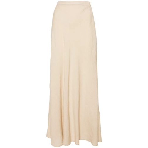 120% Lino Fluted Linen Beige Midi Skirt Neutrals Gonne midi