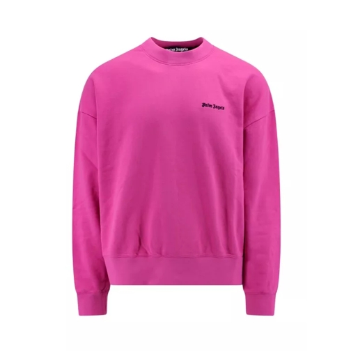 Palm Angels Pink Cotton Sweatshirt With Logo Embroidery Pink 