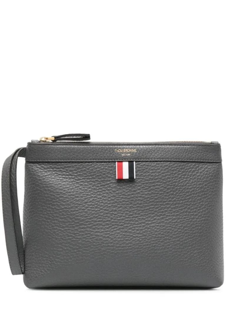 Thom Browne Clutches - Leather Clutch Bag - Gr. unisize - in Grau - für Damen