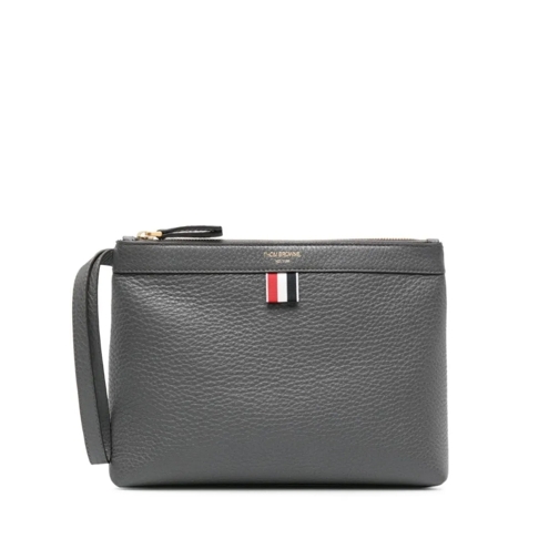 Thom Browne Clutch Leather Clutch Bag Grey