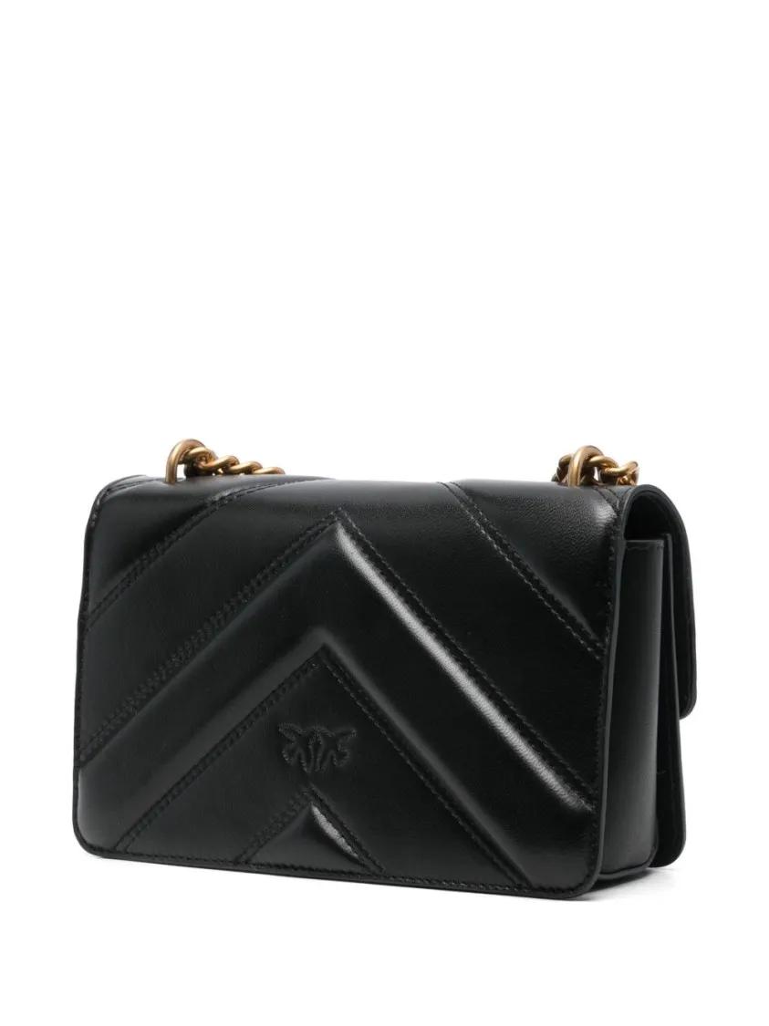 pinko Hobo bags Quilted Black Shoulder Bag in zwart