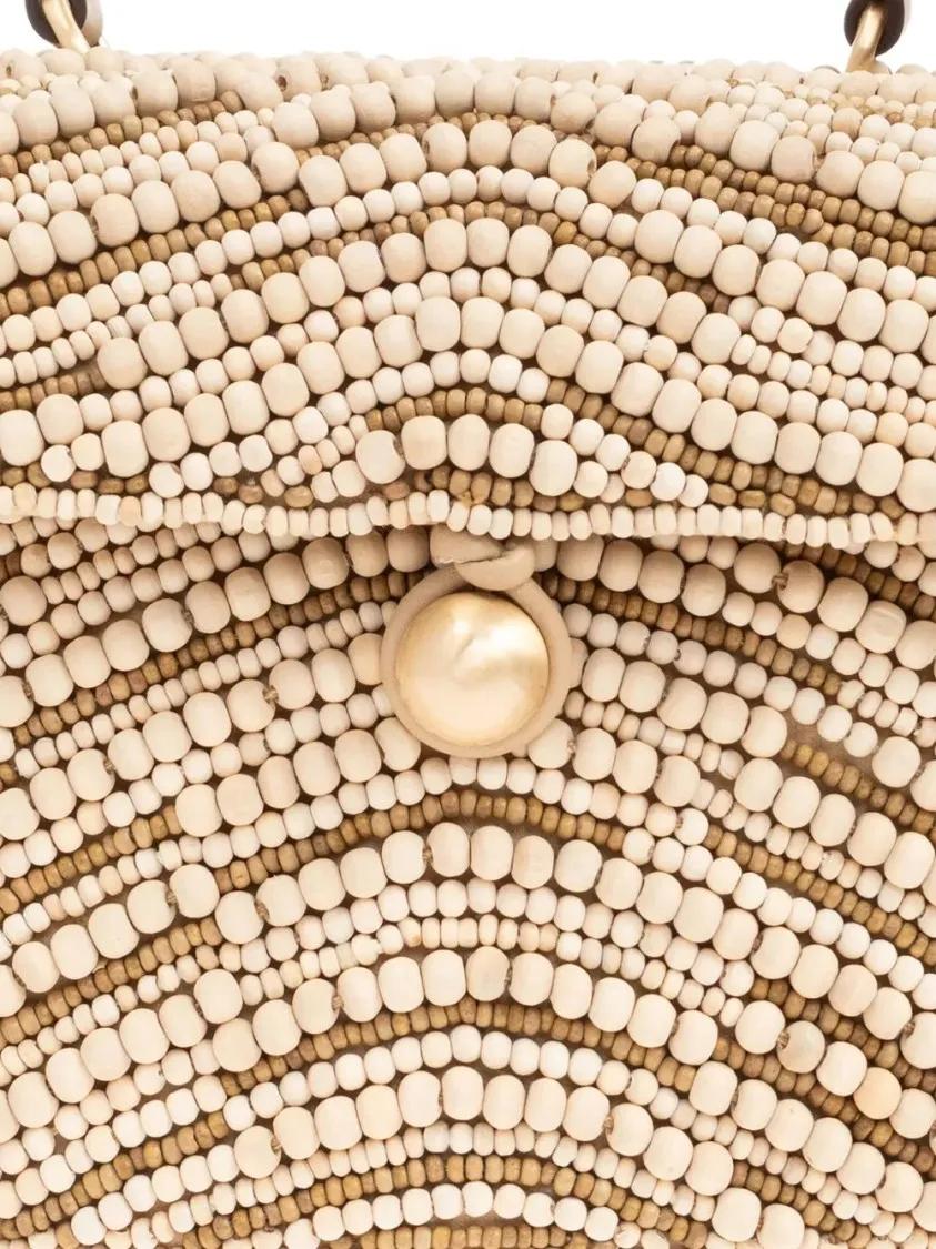 Cult Gaia Shoppers & Totes Wood-Bead Embellished Tote Bag in beige