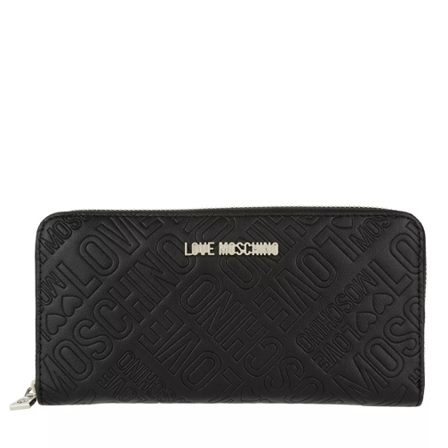 Love Moschino Zip Around Wallet Logo Nero Portemonnaie mit Zip-Around-Reißverschluss