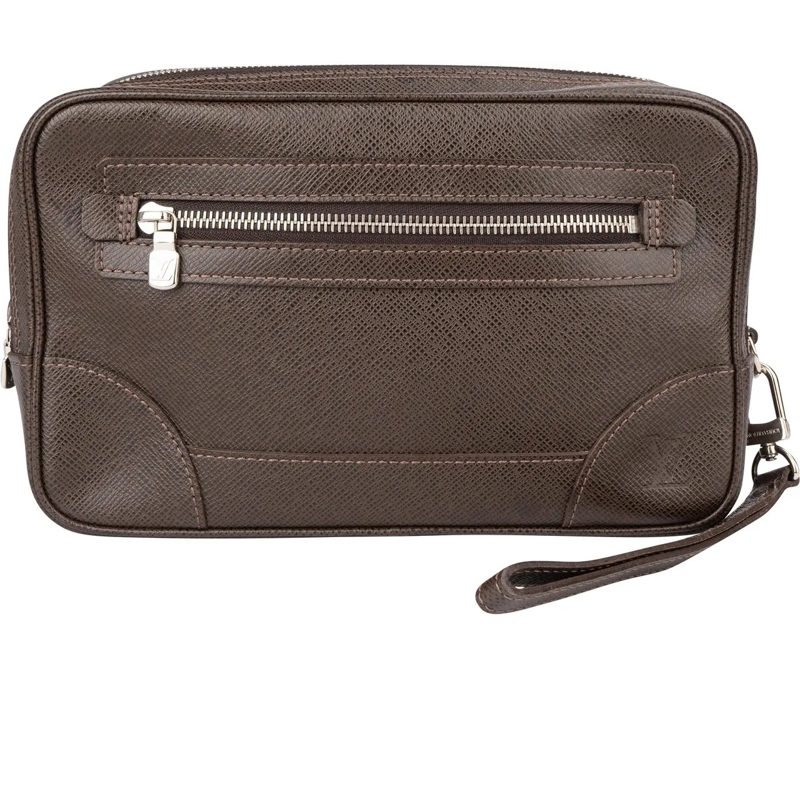 Louis Vuitton Schultertasche Louis Vuitton Brown Taiga Leather Pavel Clutch braun