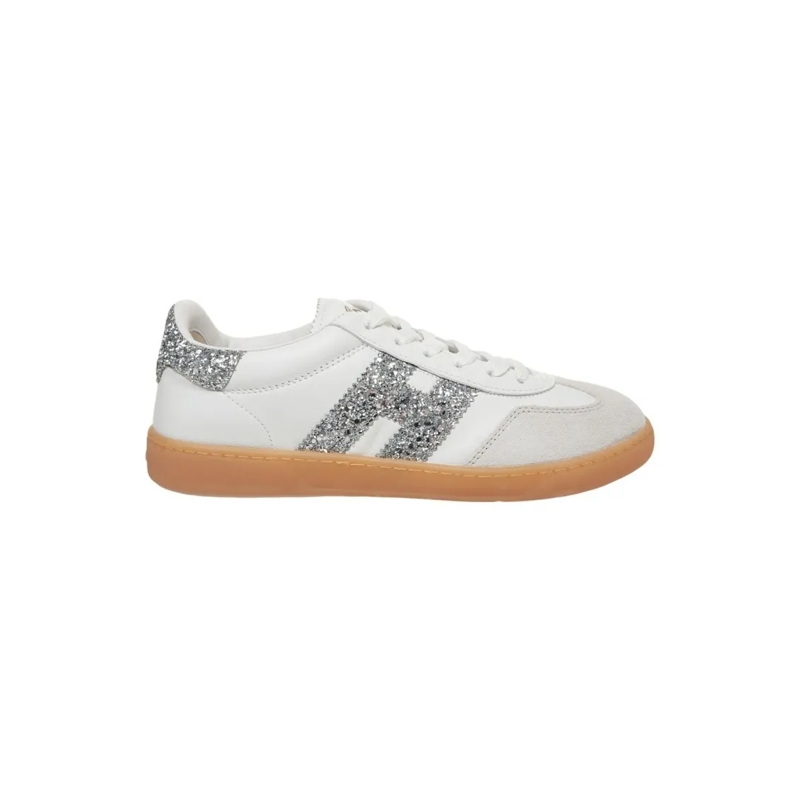 Hogan Lage-top sneaker White Suede Sneakers With Glittery Logo Detail Grey