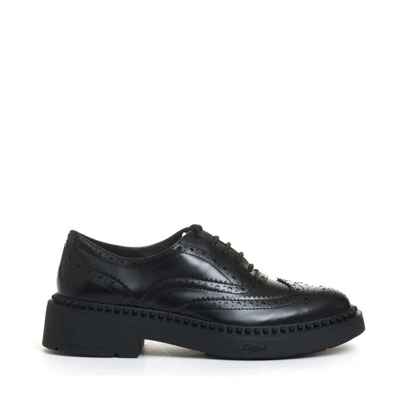 Ash Schnürschuhe Black Leather Lace-Up Shoe With Intricate Perforat Black