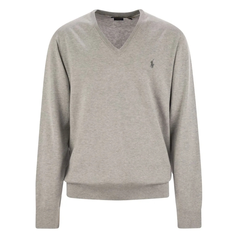 Polo Ralph Lauren Pull Slim-Fit Cotton Jersey With V-Neck Grey