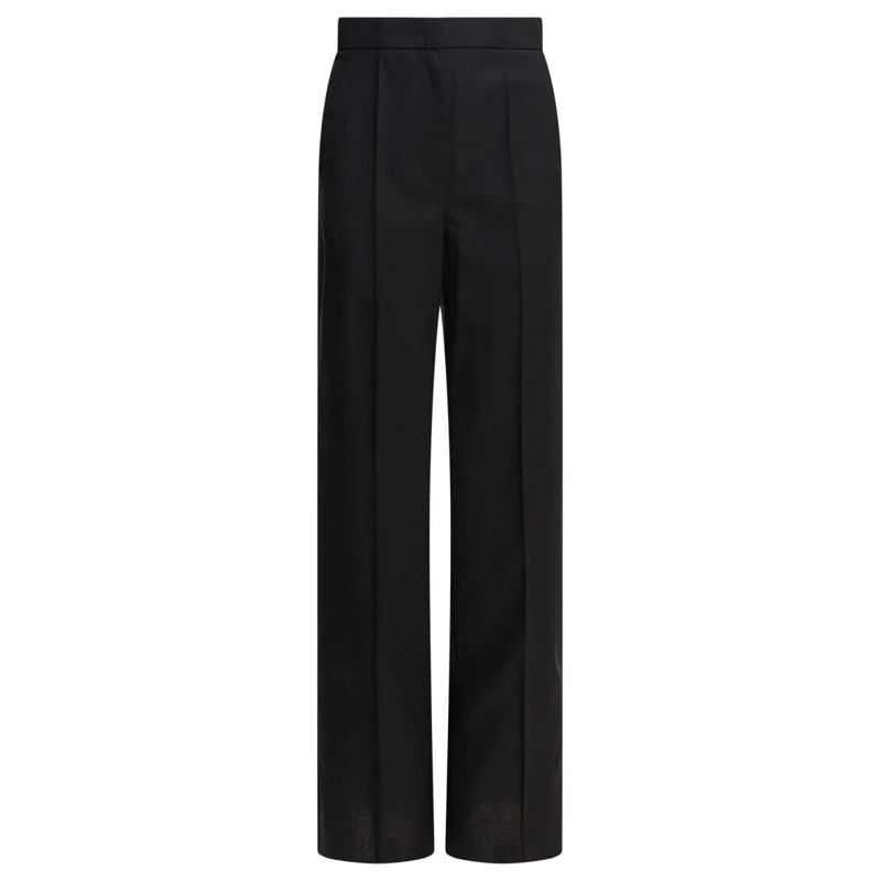 Max Mara  Light Wool Straight Trousers Black