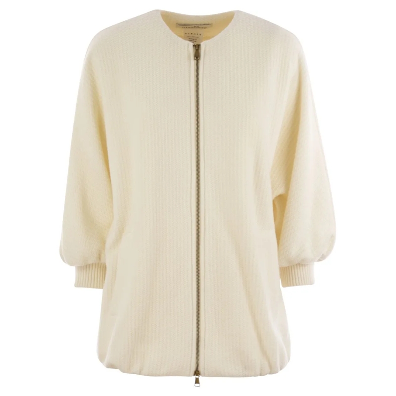 Max Mara Veste de transition Cirino - Wool And Cashmere Knit Jacket Neutrals