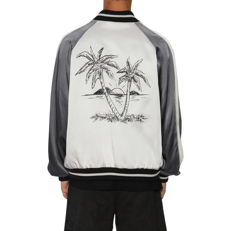 Palm Angels Doudoune Palms Souvenir Bomber Jacket Grey(Image 3)
