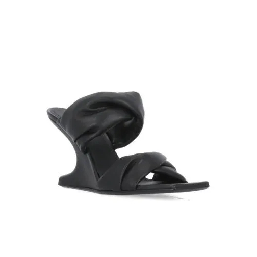 Rick Owens Black Leather Sandals Black Sandaal