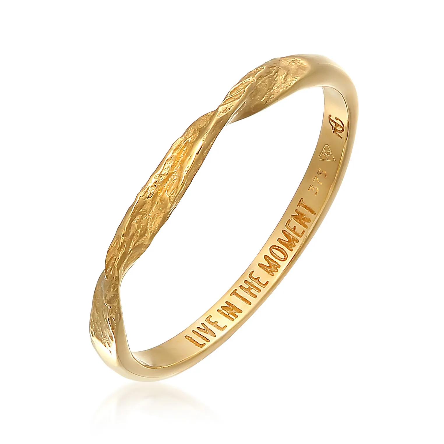 Haze & Glory Ringe - Ring Bandring gedreht - Moment 375 Gelbgold - Gr. 52 MM - in Gold - für Damen