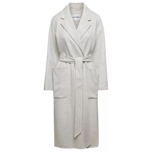 Ivy & Oak 'Celia' Grey Coat With Matching Belt In Wool Grey 