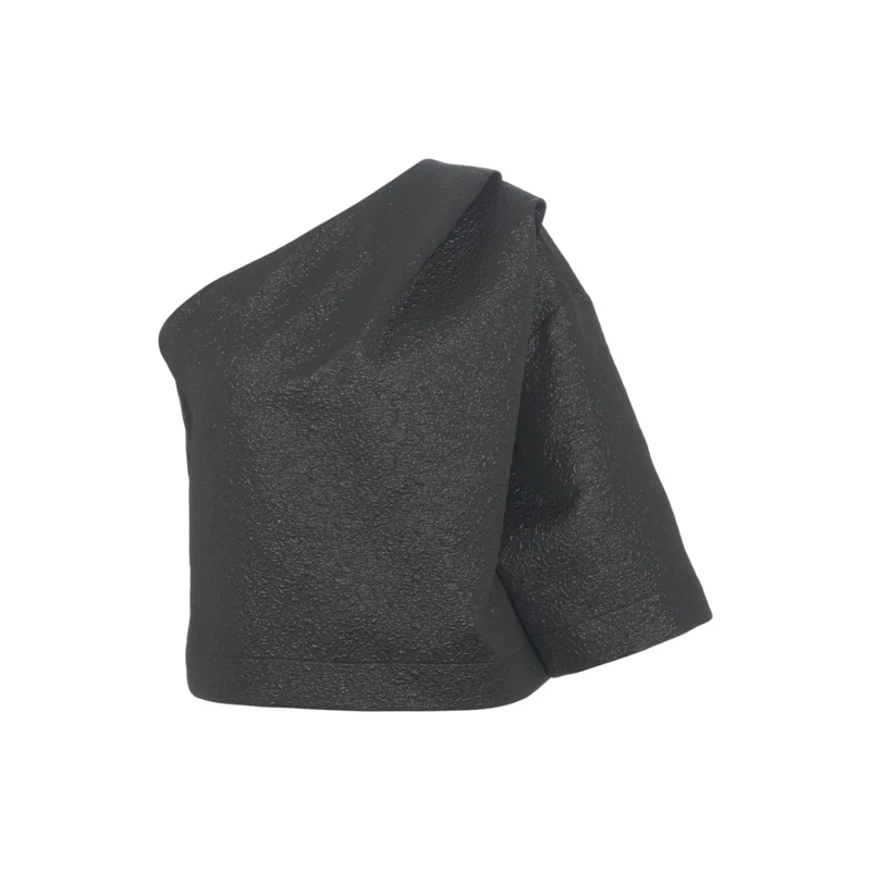 8Pm Chemisier Asymmetric One-Shoulder Top With Structured Sleeve Grey