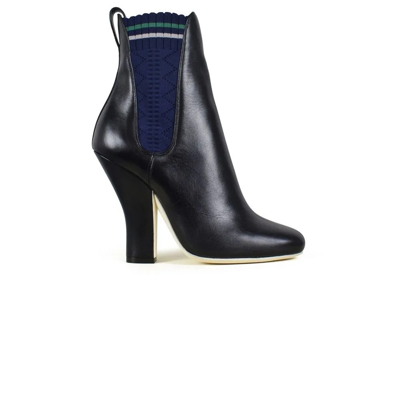 Fendi Stiefel Pointed Toe Black Leather Ankle Boots Black