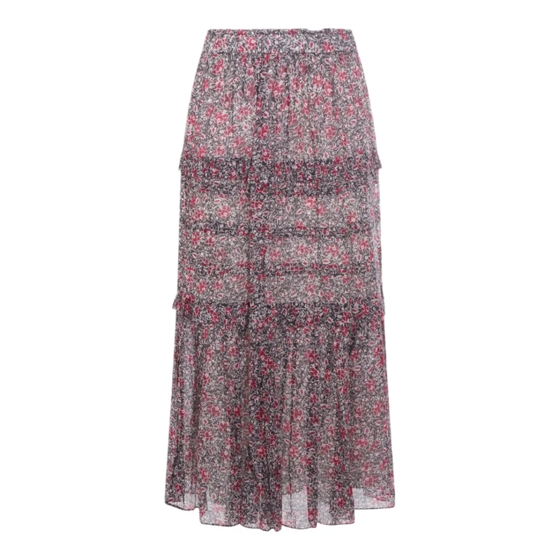 Etoile Isabel Marant Minirok Tiered Floral Maxi Skirt With Ruffled Layers Neutrals