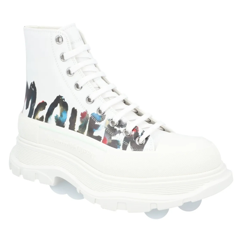 Alexander McQueen Bottes Tread Slick Boots 'White Graffiti' White