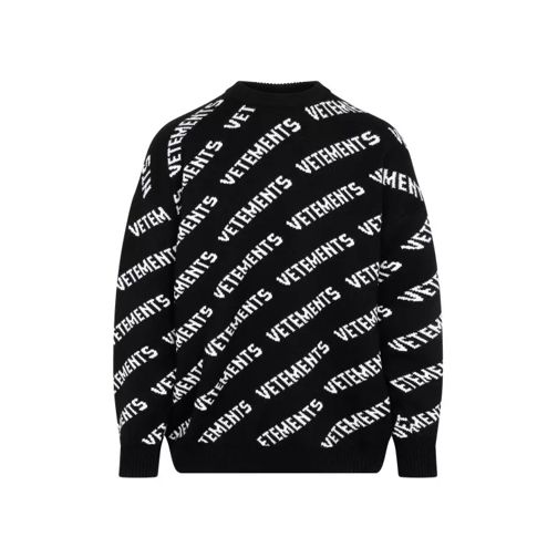 Vetements Monogram Black White Merino Wool Sweater Black 