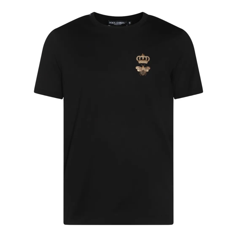 Dolce&Gabbana T-shirt Classic Black Crew Neck T-Shirt With Emblem Black
