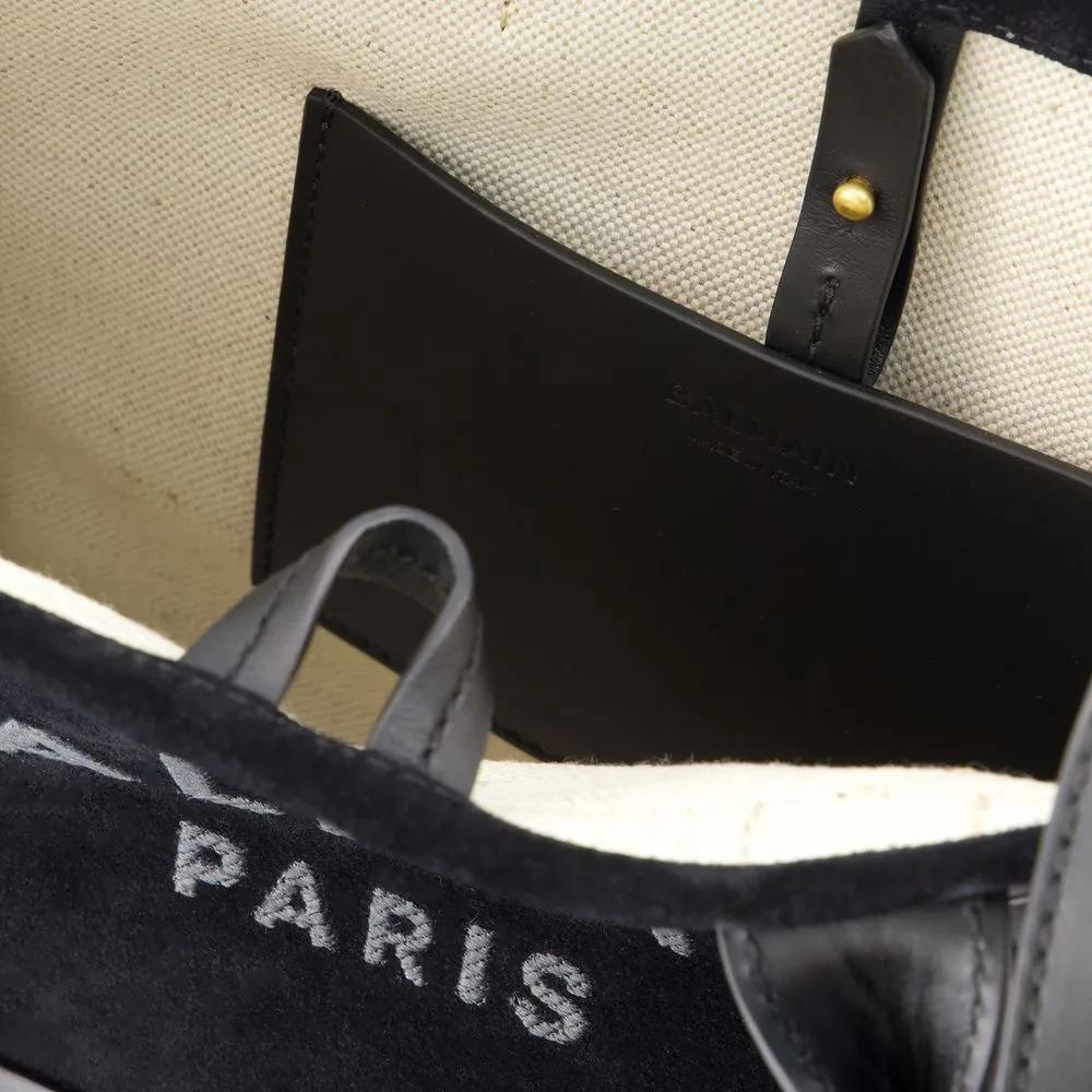 Balmain Shoppers & Totes B-Army Small Shopper Bag Leather Black in zwart