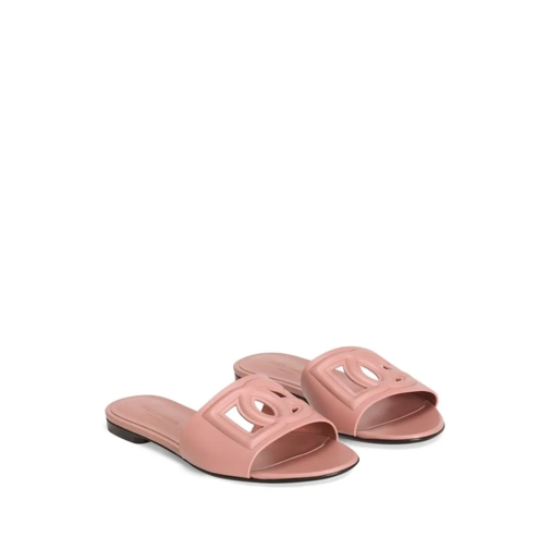 Dolce&Gabbana Sandale Pastel Pink Leather Slipper With Embossed Logo Pink (Image 4)
