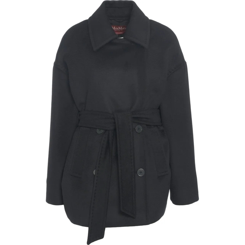 Max Mara Veste de transition Virgin wool coat 'Pausa' schwarz