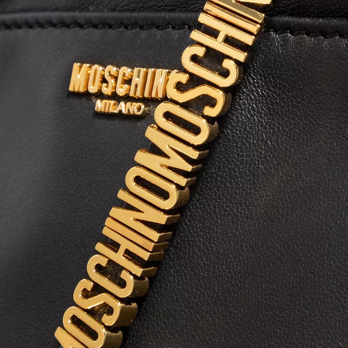 Moschino Satchels Mini Lettering Fringes in zwart