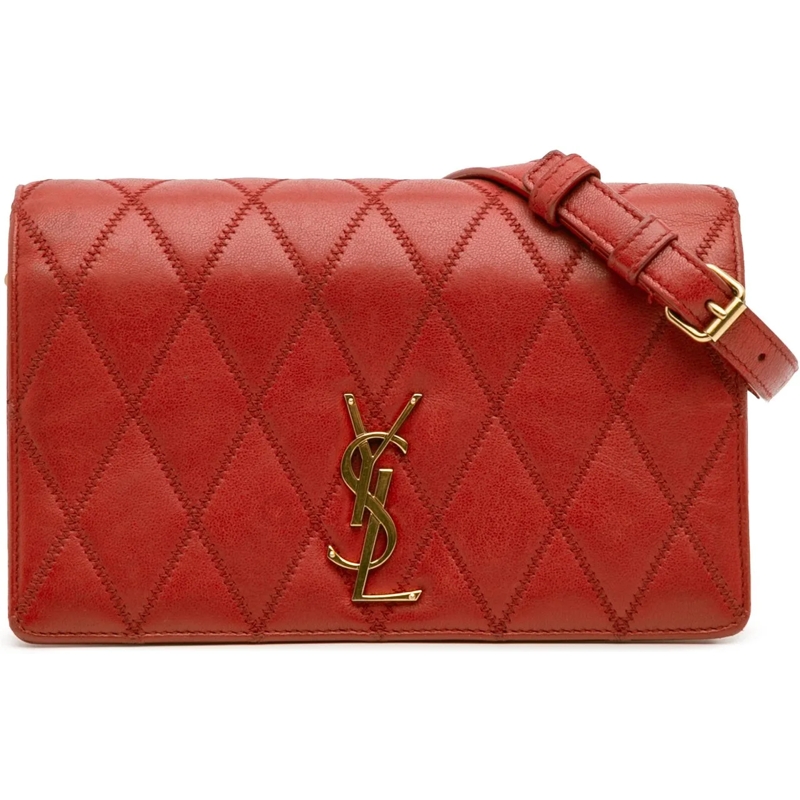 Saint Laurent Schultertasche Diamond Quilted Lambskin Angie Chain Bag rot