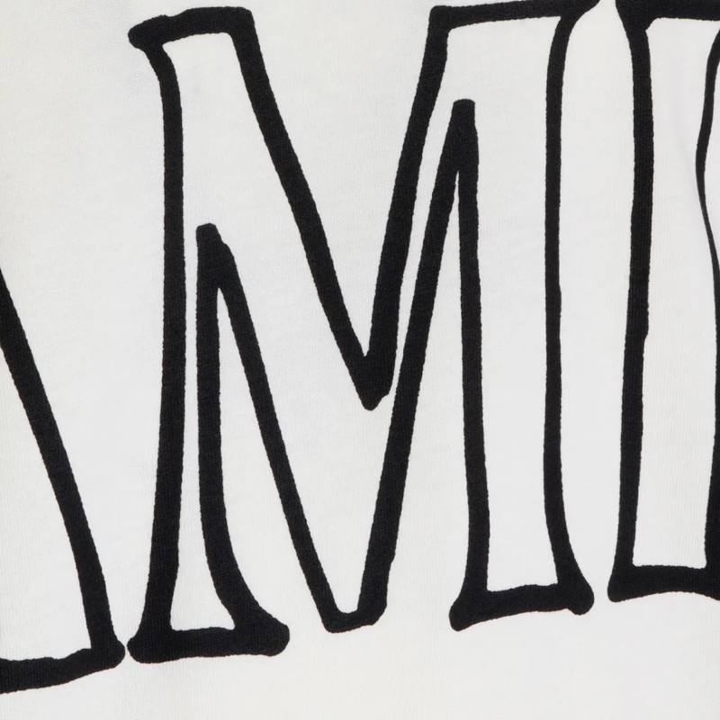 AMI Paris T-Shirt Off White Cotton T-Shirt With Double Logo Neutrals(Image 6)