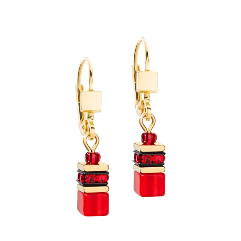 COEUR DE LION Ohrstecker GeoCUBE® Iconic Lite Ohrringe rot