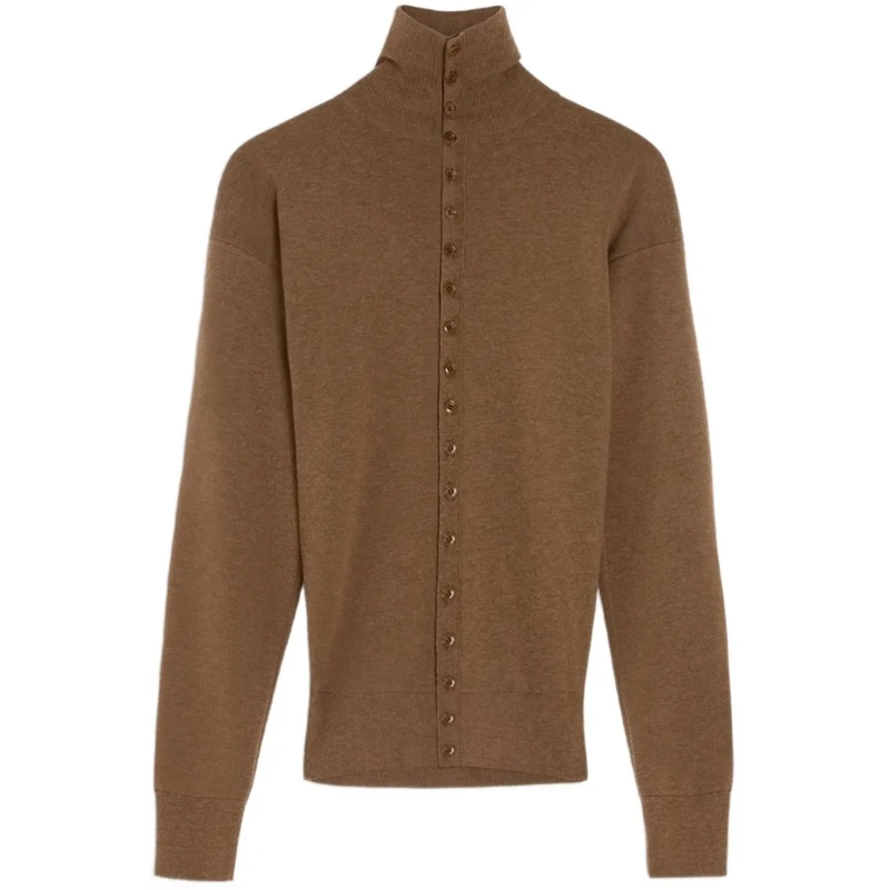 Lemaire T-Shirt Buttoned Fitted Cardigan Havana braun